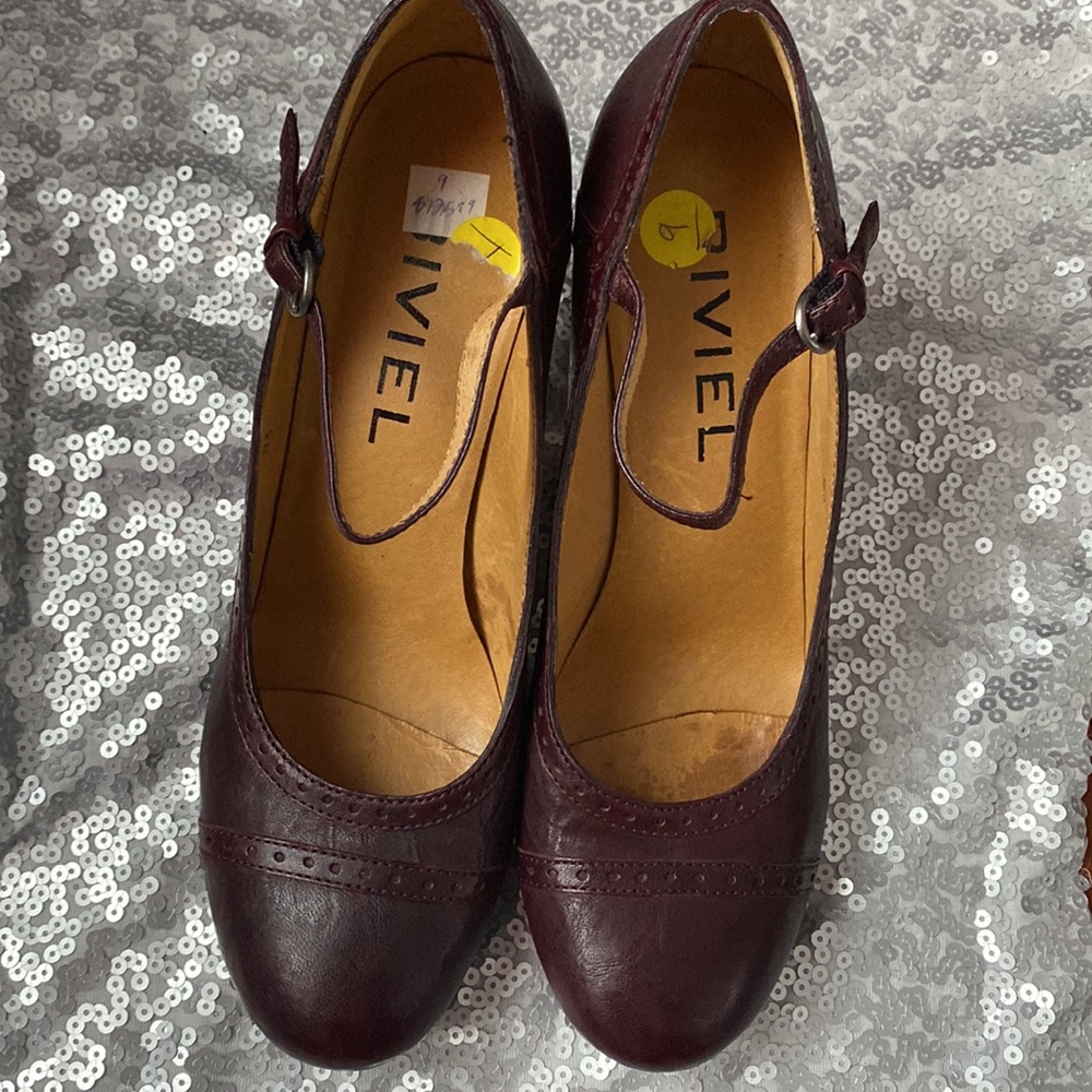 Biviel leather burgundy heels 39 1/2EUR-9
